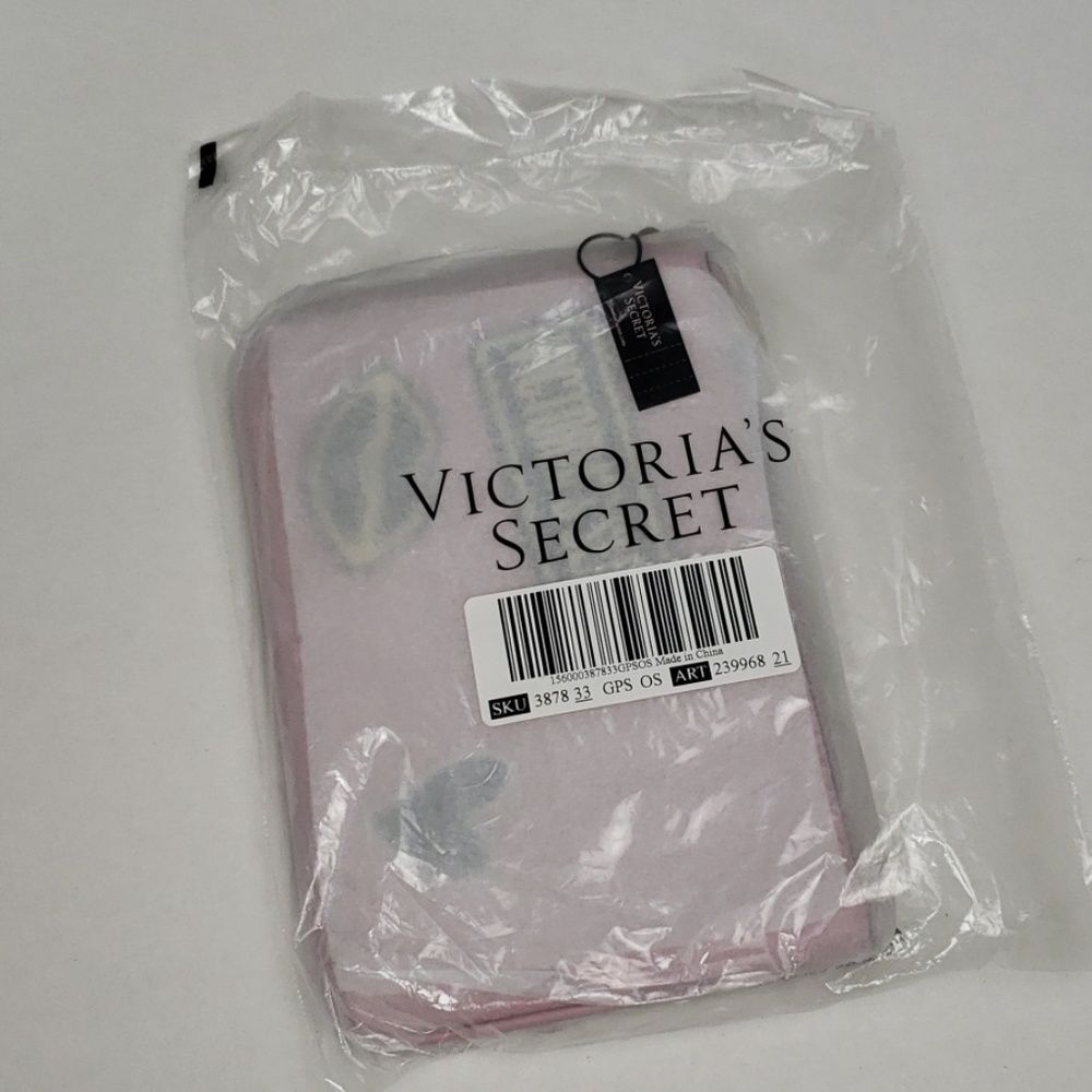 NWT Victoria's Secret Pink Patch Wristlet Clutch Bag Graphic Heart Lips - Picture 5 of 5